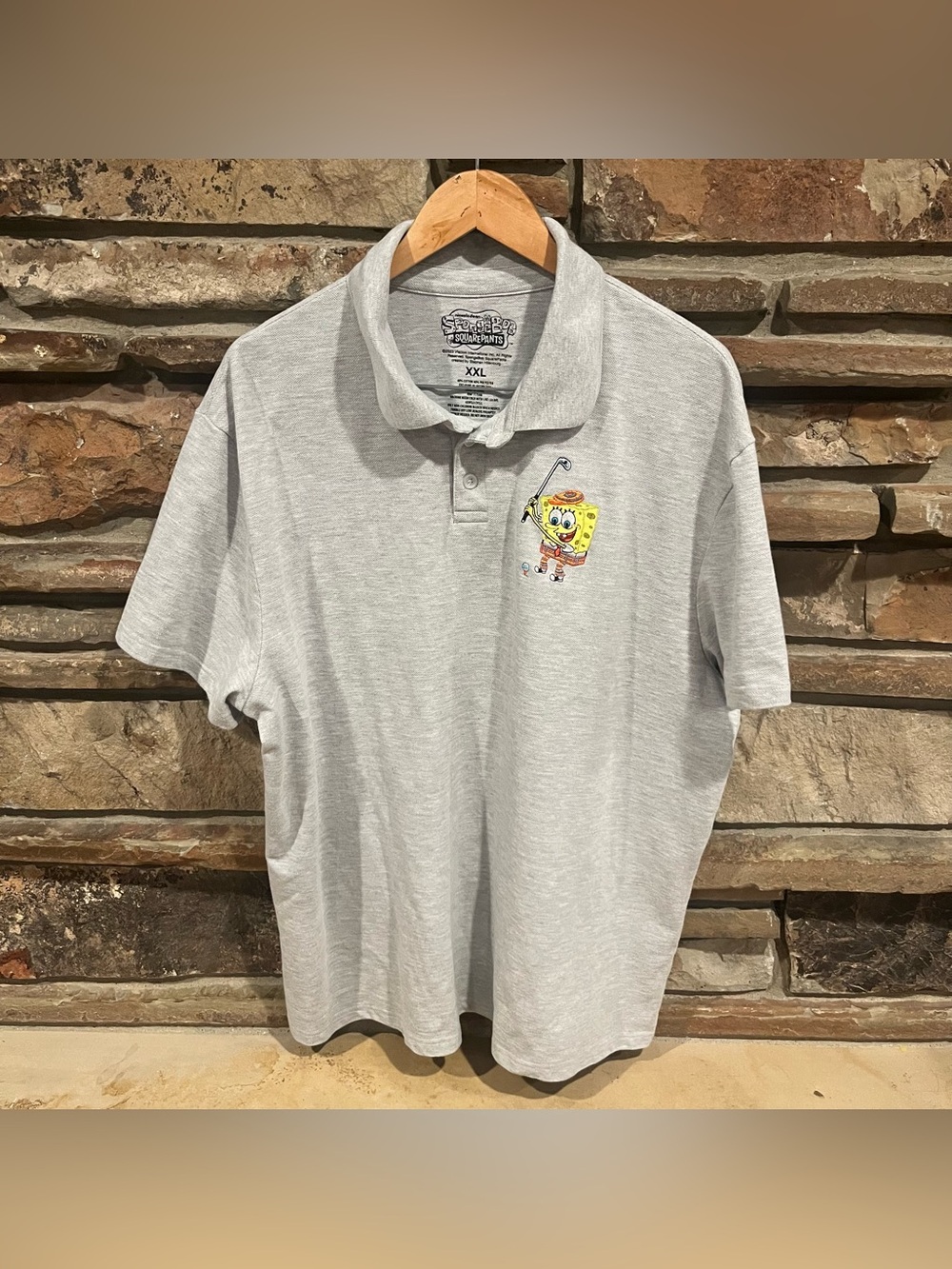 Spongebob Squarepants Golfer Cotton Blend Grey Slim Polo